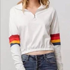 Full Tilt Quarter Zip Rainbow Cropped Sweater